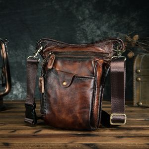 Sacs de soirée Véritable cuir hommes design décontracté marron classique épaule sac à bandoulière mode voyage fanny taille ceinture pack jambe sac 211-5-dc 231207