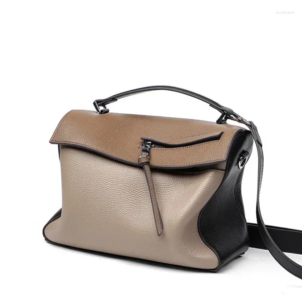 Bolsos de noche de cuero genuino para mujer, bolsos de diseñador de lujo, bolso cruzado de marca a la moda, hombro con paneles 2024