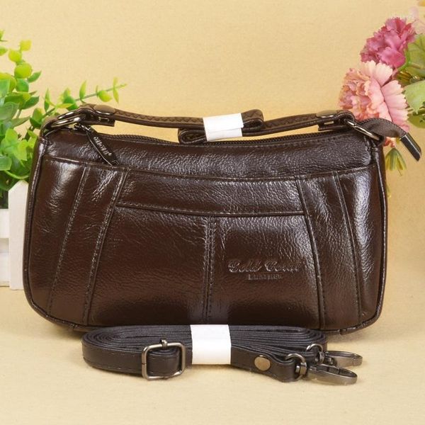 Bolsos de noche GOLD CORAL Design Genuiner Leather Women Shoulder Bag para bolsos casuales Small Messenger Fashion Cowhide Lady Travel Tote
