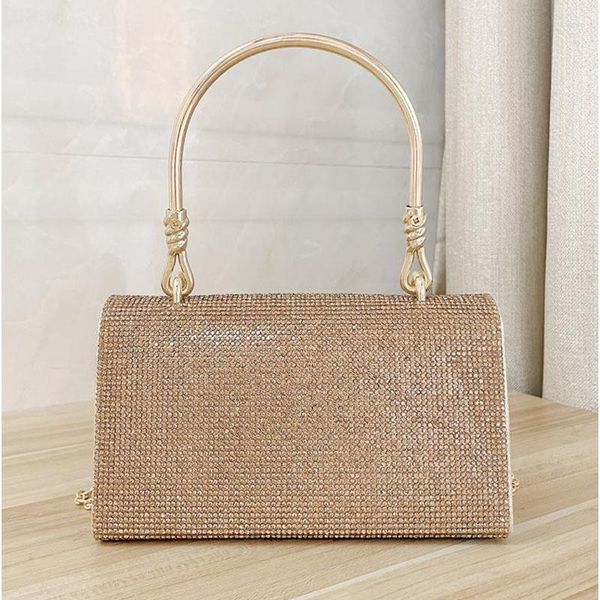 Bolsos de noche, bolsos de fiesta con lentejuelas doradas, bolso de mano de lujo con asa de Metal Vintage, bolso de mano para mujer, bolso de mano para boda y novia