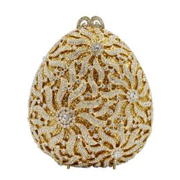 Avondtassen goud witte vrouwen koppeling kristal inleg boetiek tas vorm van meloenzaden a519
