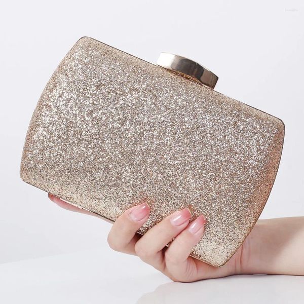 Bolsos de noche Purso Golden Luxury Designer Ariscultores para mujeres 2024 Coss Body Sequin One Sholder Small Party Bling Bols