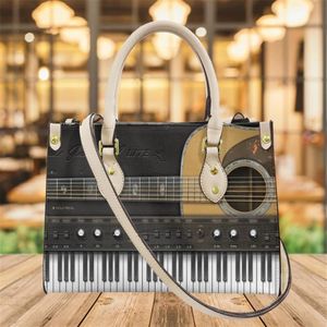 Avondtassen gitaar en piano sleutels print merk ontwerp vrouwen casual schouderhandtassen voor vrouwelijke dames cadeau lederen crossbody bage2677