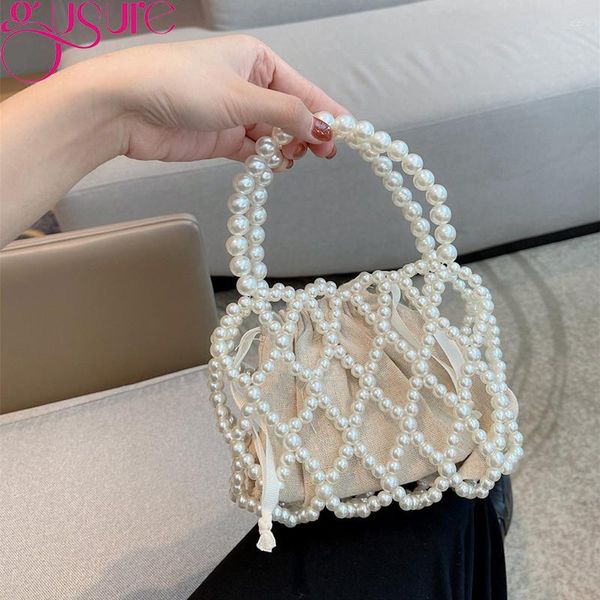 Sacs de soirée Gusure Designer de luxe Panier Femmes Sac à bandoulière Petit sac à main Summer Beach Femme Perle Poignée Épaule Totes