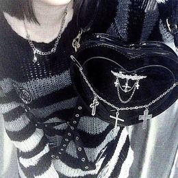 Sacs de soirée HAEX Y2K sous-culture sac femme tendance Punk gothique croix en forme de coeur bandoulière sacs à bandoulière femme Harajuku Bolso Mujer 230803