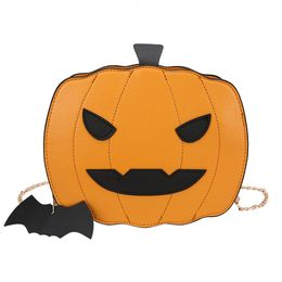 Sacs de soirée Halloween drôle diable citrouille forme bandoulière pour femmes doux pu cuir sac à bandoulière femme chaîne en or sacs à main de voyage 230828