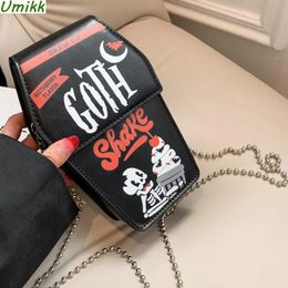 Sacs de soirée Modèle d'Halloween Nouveauté Cercueil Sac de téléphone portable Polyvalent PU Cuir Bandoulière Gothique Tendance Chaîne Sling Satchel Sacs à main 231017