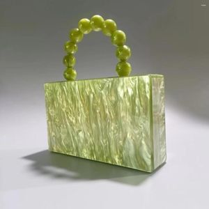 Sacs de soirée main pour femmes 2023 portefeuilles vert acrylique sac de luxe perles perlées pochette sac à main dame pary bal chic sacs à main