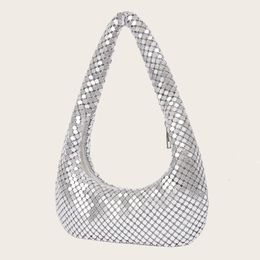 Abendtaschen Griff glänzende Clutch-Tasche Luxus-Designer-Geldbörsen und Handtasche Silber Schulter Hobo für Hochzeitsfeier 231017