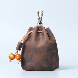 Bolsas de noche Hecho a mano Cuero genuino Unisex Monedero Monedero Portátil Bolsillo de dinero con gancho de metal Retro Cordón Monedero Bolsa de almacenamiento al por mayor 231020