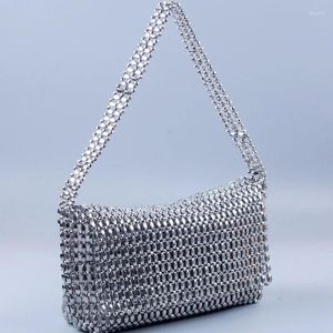 Sacs de soirée faits à la main en métal argenté sac perlé design de luxe évider épaule sous-aisselles club aisselle sac à main de haute qualité
