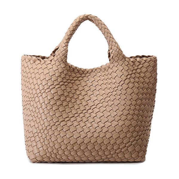 Sacs de soirée Sac à bandoulière tissé à la main pour femmes Sac fourre-tout en cuir végétalien Grands sacs à main et sacs à main de voyage de plage Designer Basket Seau Sacs L221014