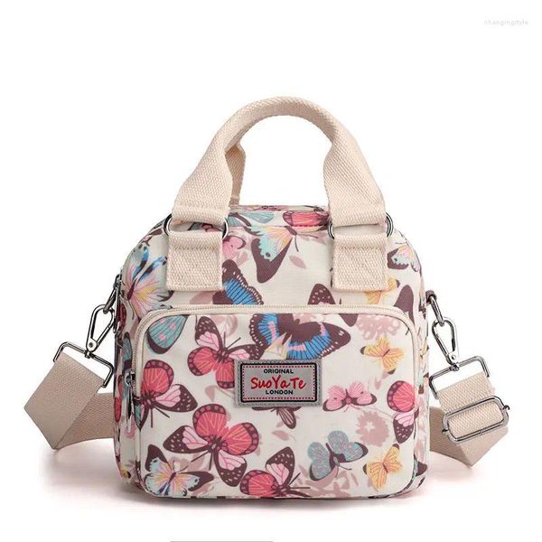 Sacs de soirée High-Papacity Nylon Femme Messager Sac de messager Fleur Éco-Mamie Shopping Shopping Pocket Feme Female Tote