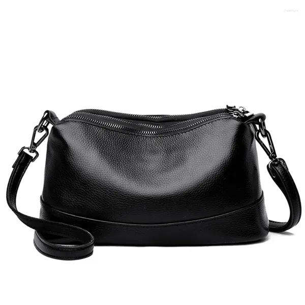 Sacs de soirée de haute qualité en cuir véritable bandoulière pour femmes tendance sac à main dames tendance épaule décontracté sacs à main noirs