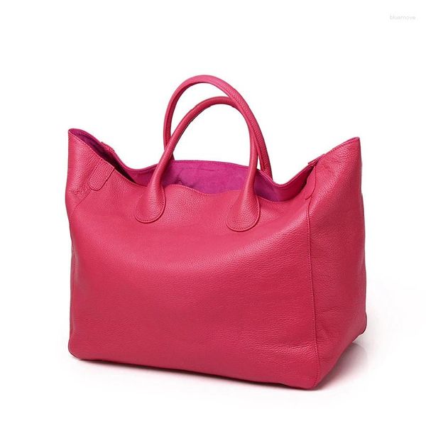 Bolsas de noche Enorme grande A4 Top Grain Cuero genuino Bolso de mujer Bolso de compras Bolsa de hombro Gran capacidad Caqui Negro Rojo Amarillo Azul Marrón