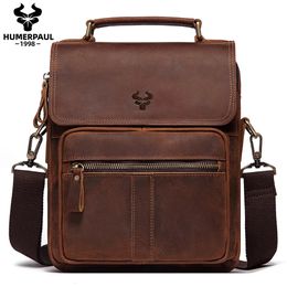 Bolsos de noche HUMERPAUL, bolso de hombro de cuero genuino para hombre, bolsos de mensajero de trabajo de lujo, bandolera masculina de moda con correas ajustables 231108