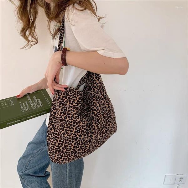 Bolsas de noche Hylhexyr Leopard Print Single Hombro Messenger Bag Lazy Gran Capacidad Fino Algodón Compras de mujer