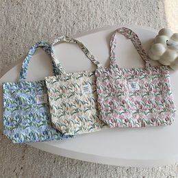 Bolsos de noche Hylhexyr Flor de tulipán Bolso de hombro fino Ins Bolso de mano de lona para estudiantes Bolso de mano de gran capacidad para niñas