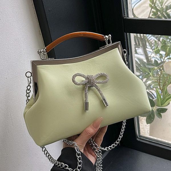 Bolsos de noche INS Diseñador de lujo Monederos y bolsos de mujer Arco Nudo Cadena Hombro Blanco Verde Rosa Crossbody Señoras Embrague