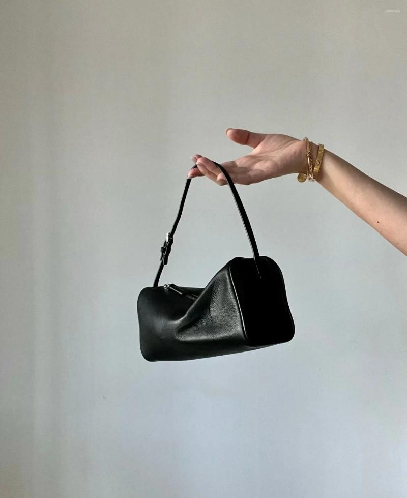 Evening Bags INS S Minimalist Style Pure Cowhide Suede Leather Underarm Bag Mini Square Handbag Pencil Case