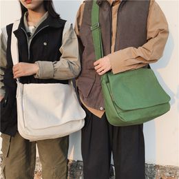 Avondtassen Japanse canvas schouder crossbody tas voor vrouwen katoenen doek mannen student satchels unisex cross grote vrouw messenger tassen 230403