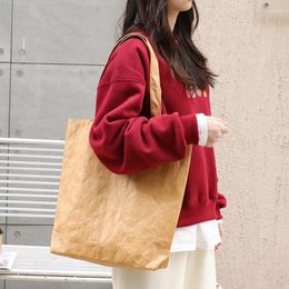 Sacs de soirée sac à main plissé à la mode japonaise Ins sac fourre-tout en papier DuPont Vintage filet rouge lavage Kraft épaule