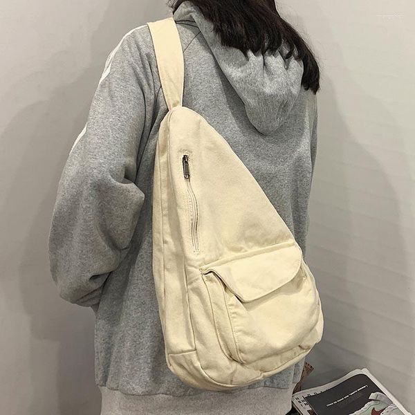 Sacs de soirée Japonais Harajuku Toile Cross Body Sac Femme Poitrine Une épaule Ins Simple Hommes Hong Kong Style Taille