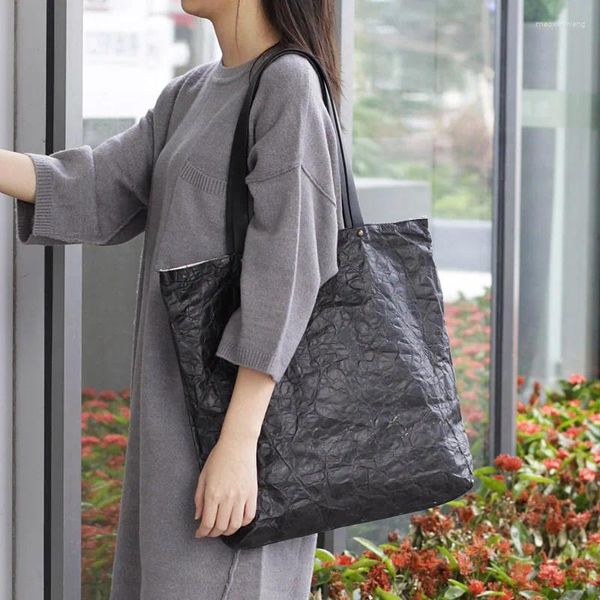 Sacs de soirée Japonais rétro Kraft Sac en papier Femmes Simple épaule toile Matériel Big Tote