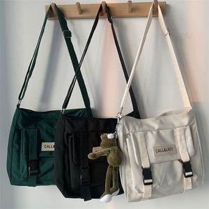 Evening Bags Japanese simple messenger bag Korean student nylon waterproof canvas crossbody s for women satchels 220901