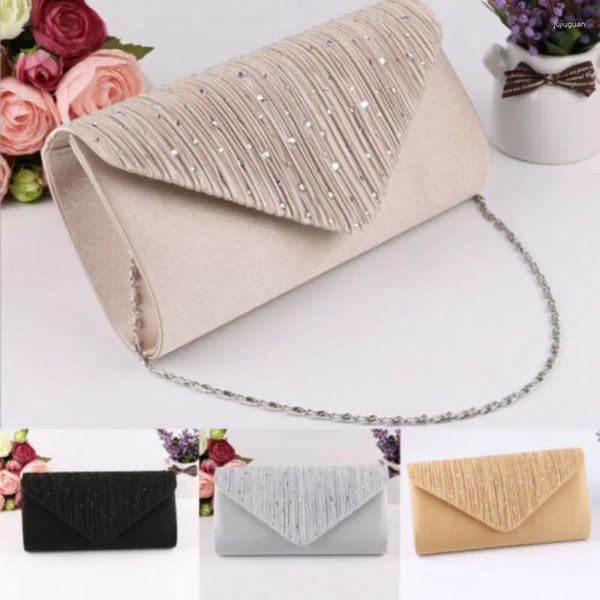 Bolsas de noche JBTP Moda Bolsa de mujer Satén Nupcial Diamante Damas Día Embrague Sobre Bolso Boda Lady Crossbody Mini