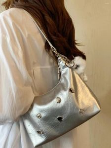 Sacs de soirée Jiaerdi Harajuku Heart Silver Handsbags Women Fashion Girls Vintage Y2K Sac à main Femme Fairy Core Hobos Sac