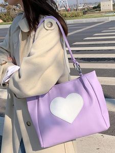 Bolsas de noite JIAERDI Vintage Heart Y2k Handbag Women 2023 High Street Large Capacity Tote Casual Ladies Harajuku PU Leather Shoulder Bag