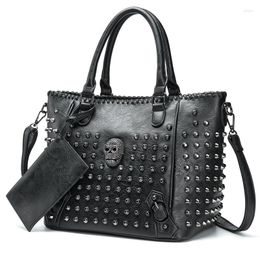 Avondtassen Jin Mantang Klinknagel Vrouwen Tas Pu Leer Crossbody Portemonnee Schedel Handtas Kwaliteit Punk Schoudertas Met Portemonnee Messenger