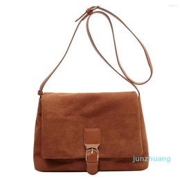 Avondtassen jin mantang vintage grote capaciteit vrouwen schouderontwerper 77 luxe suede crossbody tas vaste kleur klep tote portemonnee