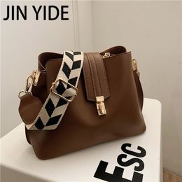 Sacs de soirée JIN YIDE Vintage Simple Petit Seau En Cuir PU Sac À Bandoulière pour Femmes Designer De Mode Dame De Luxe Noir Épaule Sac À Main 230727