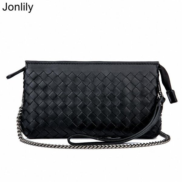 Sacs de soirée Jonlily Femmes Tissé En Peau De Mouton En Cuir Mini Sac À Bandoulière Longue Chaîne Bandoulière Adolescents Sac À Main Élégant Embrayage -KG687Evening