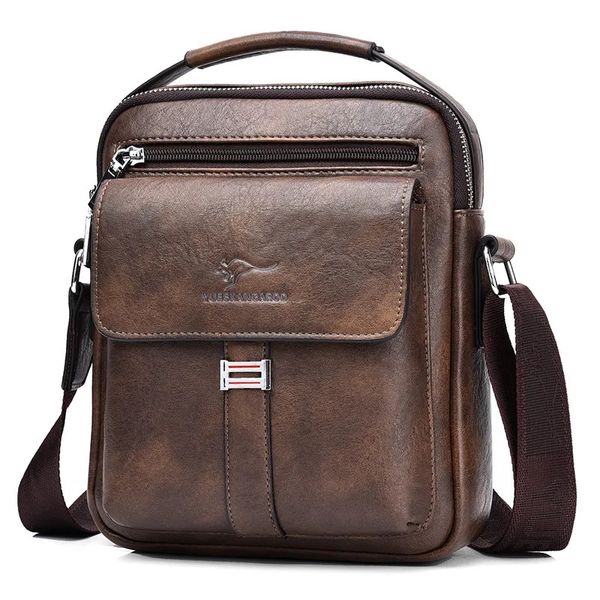 Bolsos de noche Canguro Marca de lujo Bolso de hombro para hombre Bolso de mensajero vintage Bolso de cuero para hombre Bolsos cruzados de cuero divididos para hombres 231108