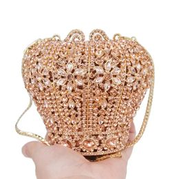 Sacs de soirée KHNMEET élégamment mignon cristal couronne designer sac à main de mariage sacs de bal femme pochette diamant bracelets SM26 231017