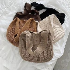 Sacs de soirée Sac à bandoulière tricoté pour femmes Vintage Tissu Filles Fourre-tout Shopper Femme Sac à main Crochet