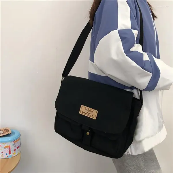 Bolsas de noche Corea Harajuku Messenger Bag Canvas Hombres Mujeres Estudiantes Universitarios Multi Bolsillos Mujer Damas Crossbody Hombro Bolsos Satchel