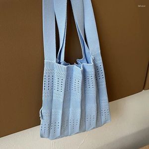 Bolsas de noche Moda coreana Crochet Hollow Out Bolso Mujeres Tejer Big Soft Chaleco Diseño High Street Summer Top-Handle Tote Bag 2024 Monedero