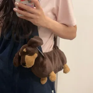 Avondtassen Koreaanse pluche teckel schouder crossbody damespop tas cartoon schattig puppy mode winter student vrouwelijke ontwerper handtas