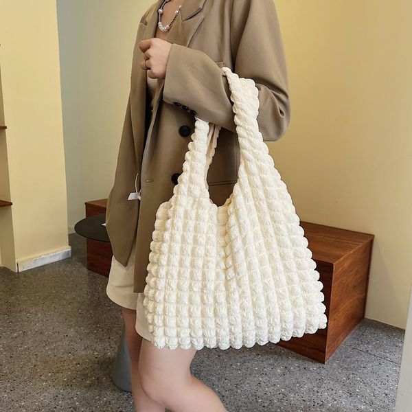 Bolsos de noche Bolso de hombro para niñas de estilo coreano Bolso pequeño y lindo de color blanco Bolso de lona informal para compras de color sólido Tarde Tarde Tarde