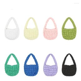 Sacs de soirée Style coréen femmes léger nuage plissé sac à bandoulière hiver couleur bonbon rembourré coton fourre-tout femme doux aisselle