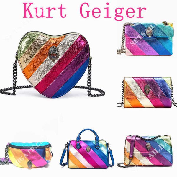 Sacs de soirée Kurt Geiger Sac à main Eagle Heart Rainbow S Fourre-tout Femme Sac à main en cuir Sac à bandoulière pour hommes Shopper Bandoulière Rose Embrayage Voyage Sier Chaîne Sacs de poitrine