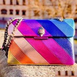 Sacs de soirée Kurt Geiger Handbag Rainbow London Colourf Sac Cross Body Femmes Clutch Designer Luxurys Mens Heart Tote SHODER Cuir Dhxp3
