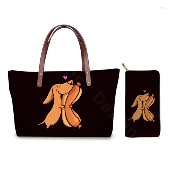 Sacs de soirée Dames Main Mignon Dessin Animé Saucisse Chien Conception Grande Taille Sac À Bandoulière Mode Sacs À Main Ensemble Pour Personnalisé Handtassen Dames