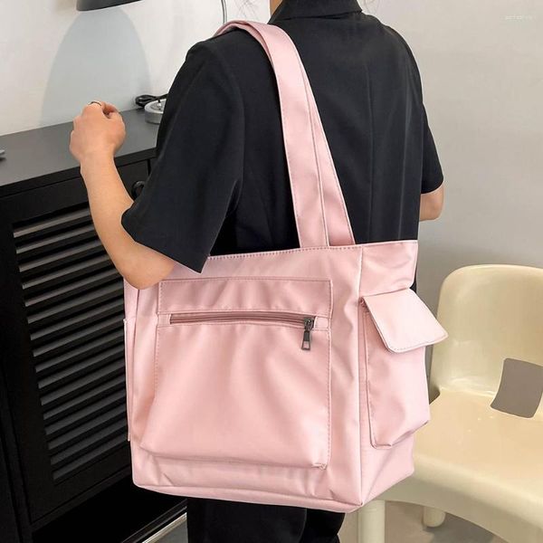 Bolsas de noche Bagas de hombro de damas Solid Color Satchel Multi-Pockets Tote Nylon Designe Women's Handbag Bag Shopking Travel Trash