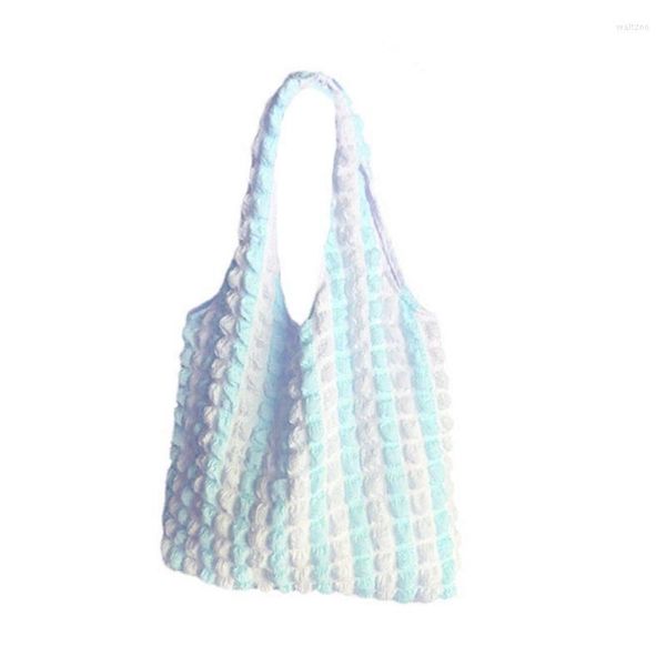 Bolsas de noche Damas Verano-Bolso de playa Mujeres Nube Bolso Lindo Tote Plisado Moda Burbuja Tela Hombro Mujer Vacaciones 517D