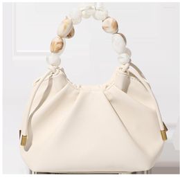 Bolsos de noche para mujer, monederos y bolsos de mano con forma de gota de rocío, cadena acrílica de nube de lujo, bolso de mano plisado de diseñador de cuero suave PU